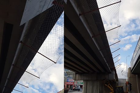 İstanbul Otoban Köprüsü Yan Cephe Güvenlik Ağı Çalışması